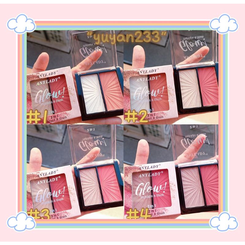 PROMO ECER!!!HIGHLITER&amp;BLUSHER GLOW ANYLADY 855