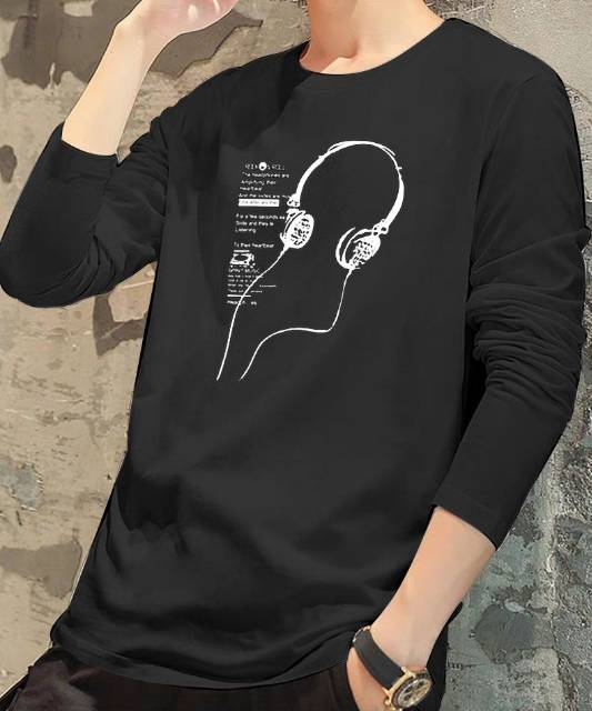 TOTOTAshop.Baju fashion pria EARPHONE,Lengan panjang,Bahan babyterry premium.Motif sablon halus.