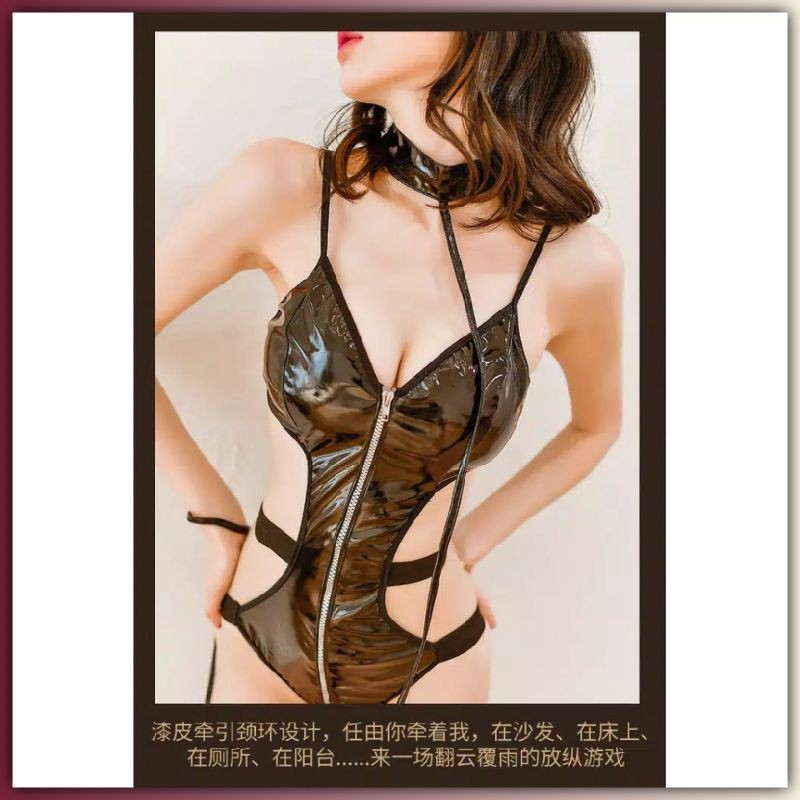 Lingerie Cosplay Teddy Sexy Transparan Kulit PVC