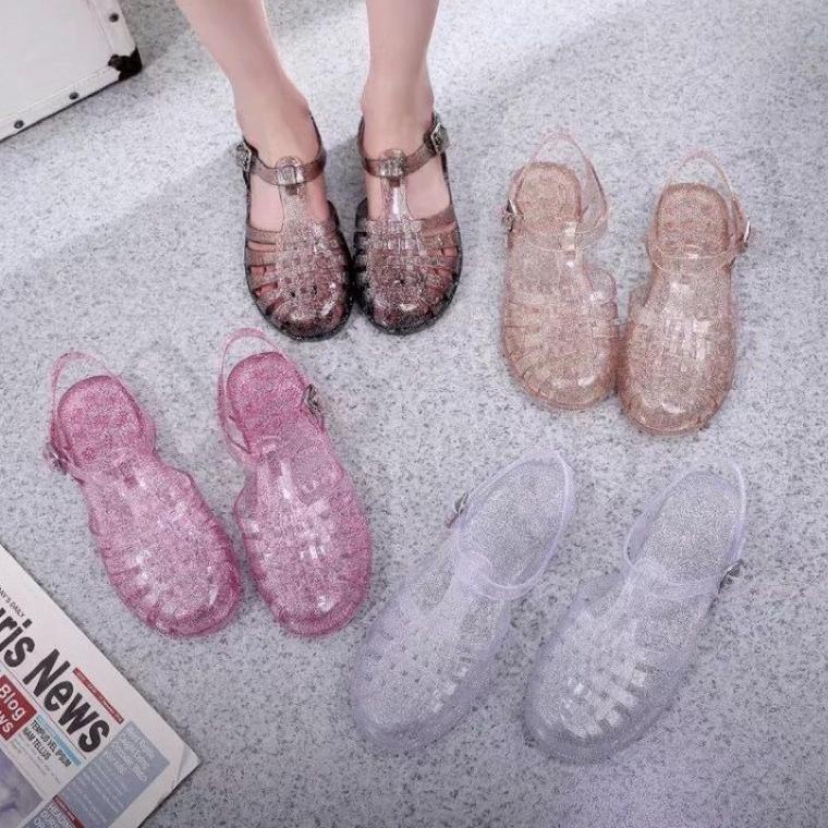 Ready.. meisha jelly transparant blink/meisha jelly shoes dewasa/sandal jelly wanita/sandal karet an