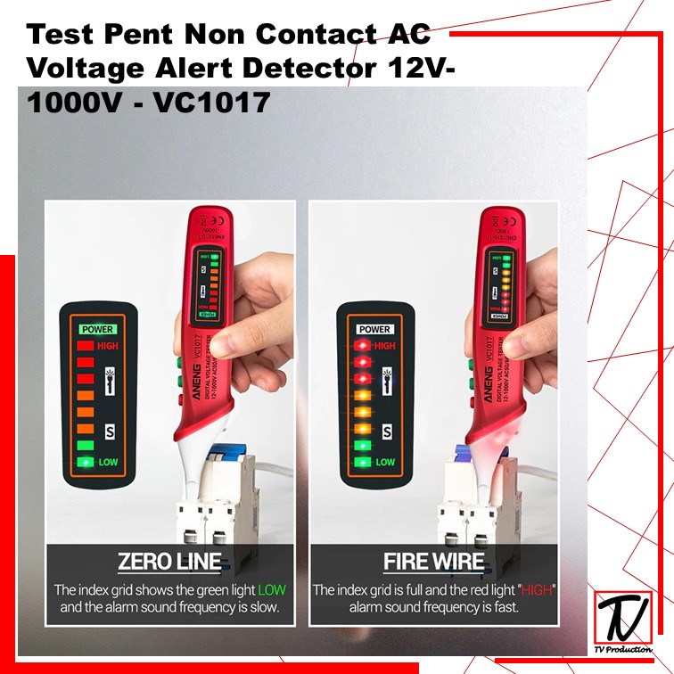 Test Pen Non Contact AC Voltage Alert Detector 12V-1000V - VC1017 Alat Penguji Tegangan Listrik COD