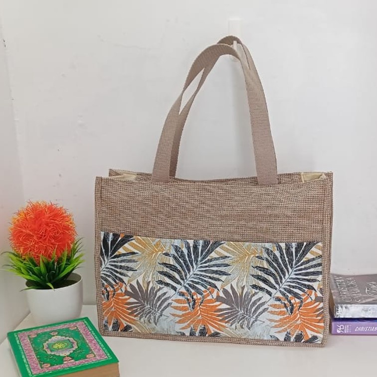 TAS KANVAS – TAS GONI – TOTEBAG GONI – TOTEBAG KANVAS – HANDBAG KANVAS – HANDBAG GONI PALM ORANGE RIENS COLLECTIONS