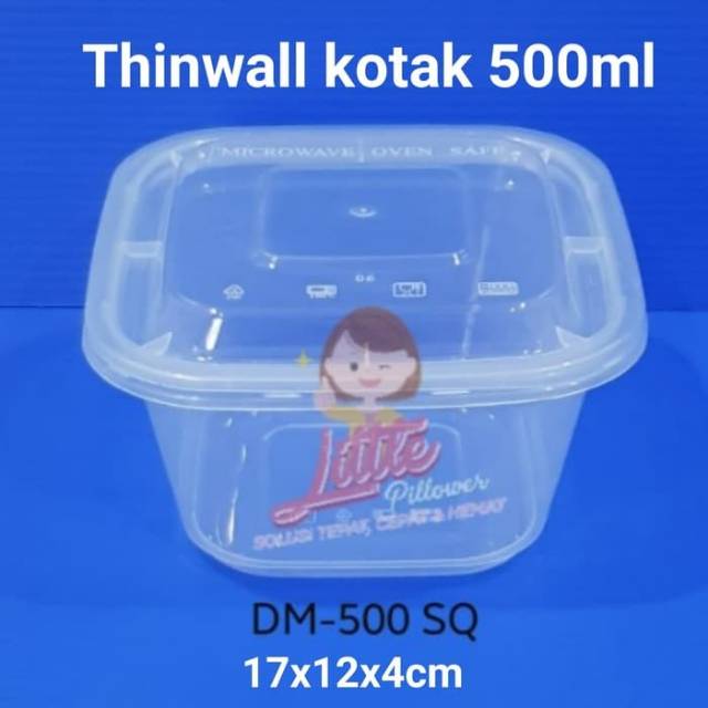 (ISI 50PCS) Kotak Thinwall 500ml/Kotak Plastik Makanan/Lunch Box Mini SQUARE 500ml