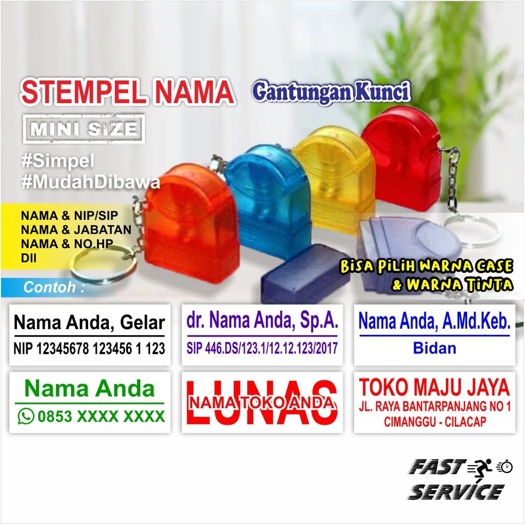 MURAH TERBAIK STEMPEL NAMA BIDAN, STEMPEL FLASH STEMPEL OTOMATIS 28X10 MM DOKTER, APOTEKER, JABATAN,