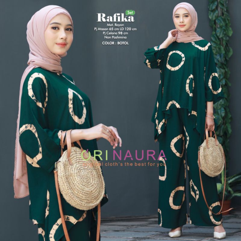 ONE SET 2 in 1 RAFIKA (ATASAN  + CELANA ) / PIYAMA RAYON / PJAMAS / SETELAN WANITA KEKINIAN