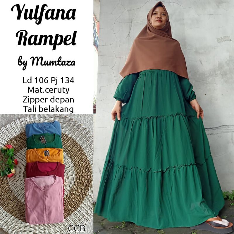 Gamis Yulfana Rempel, Gamis ceruty Polos, Dress Panjang Wanita.