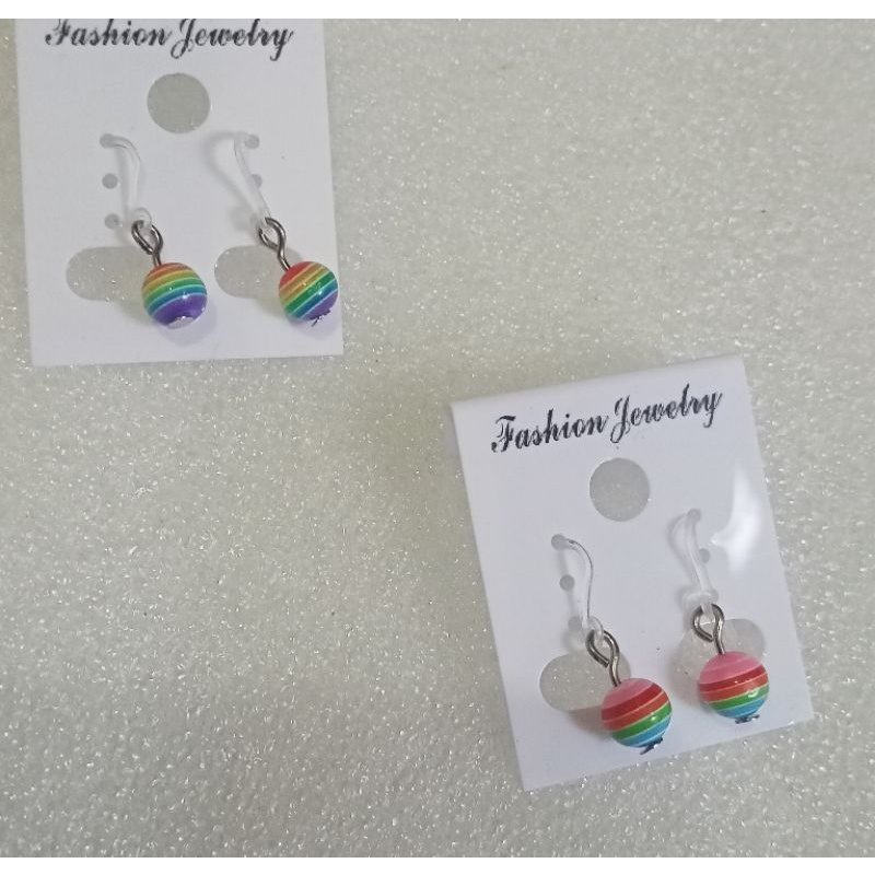 Anting impor kait plastik mutiara pelangi