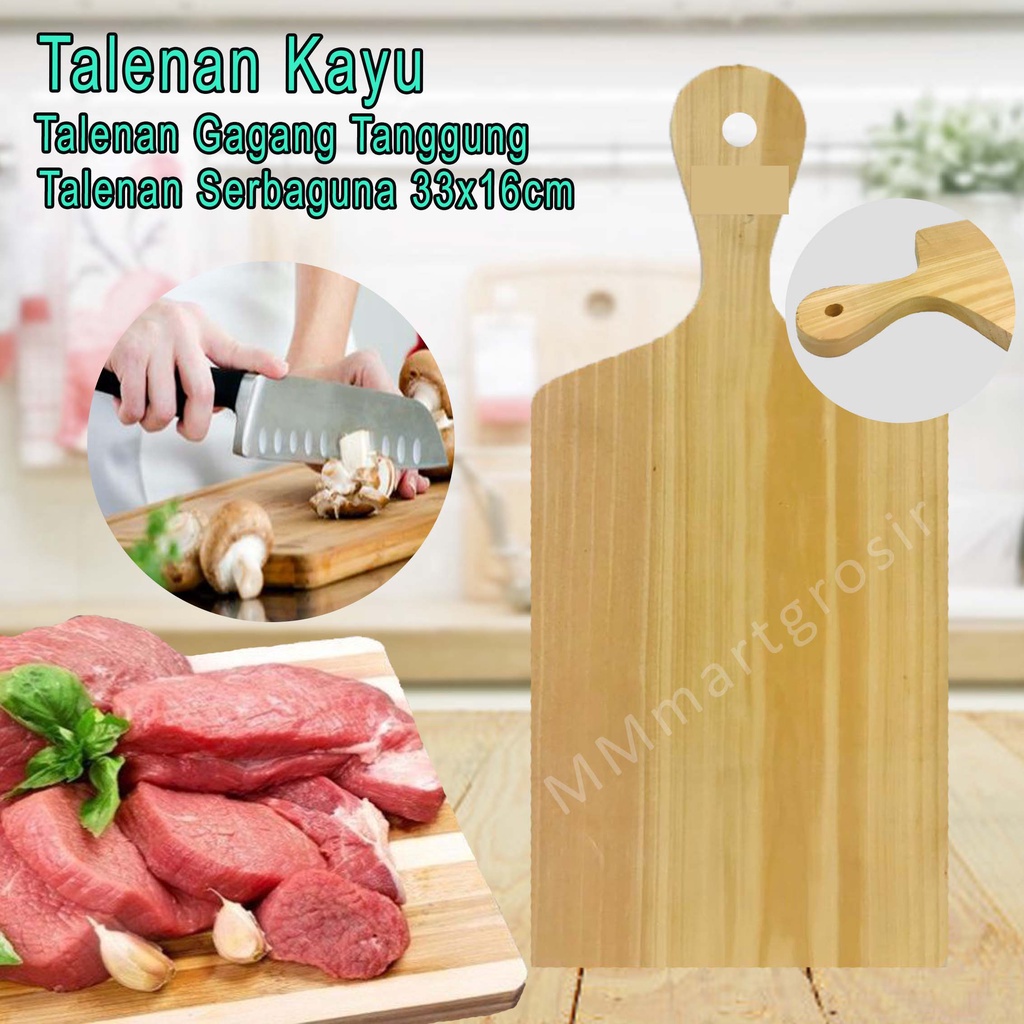 Talenan Kayu / Talenan Gagang Tanggung / Talenan Serbaguna / Uk.33x16cm