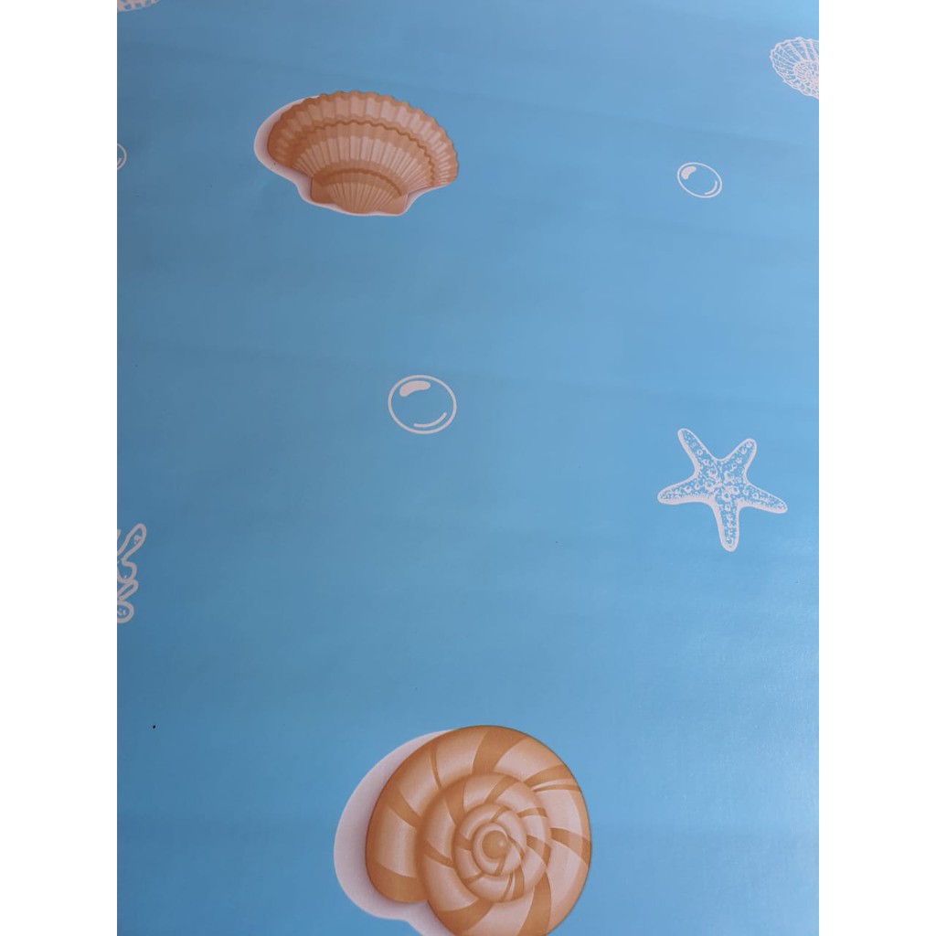 WALLPAPER DINDING MOTIF KERANG BIRU UK: 45 CM X 9 METER