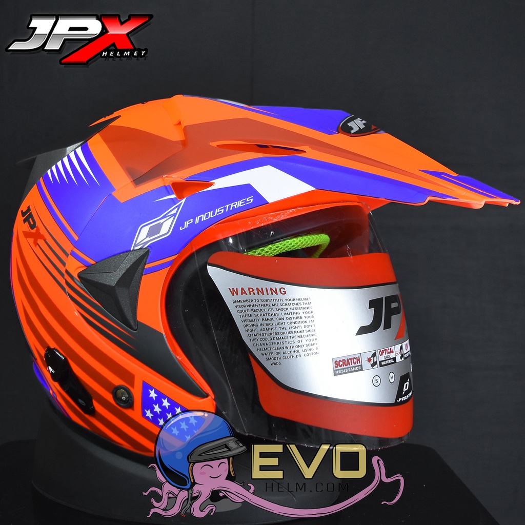 HELM JPX SUPERMOTO_INFINITY SOLDIER - FLUO RED DOFF