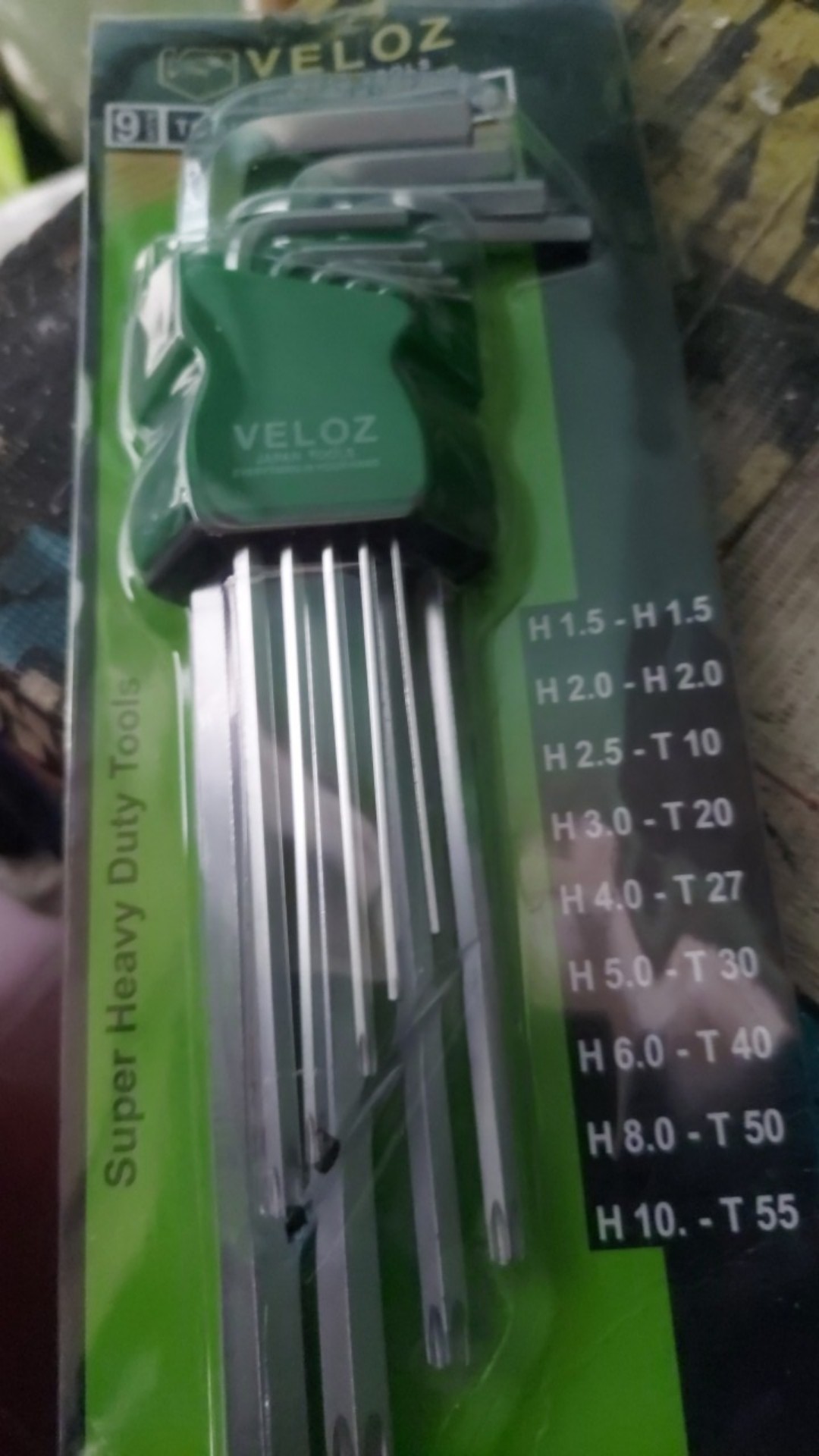 Veloz 9 Pcs Kunci L Panjang Kombinasi Hex - Star Vanadium Chrome