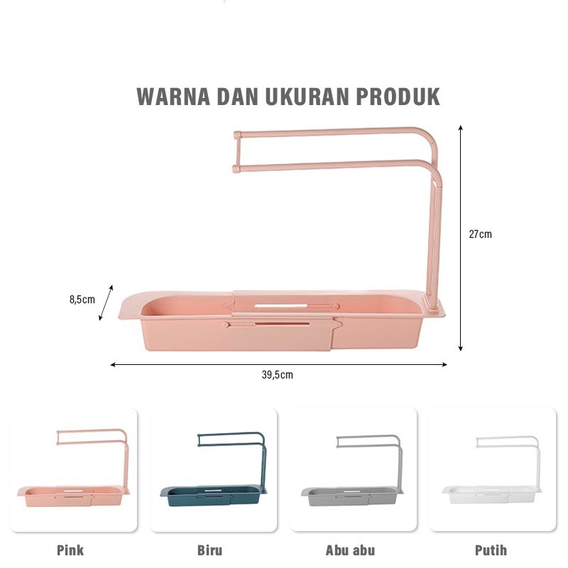 Rak Gantung Wastafel Penyimpanan Spons Cuci Piring Sabun Kain Drain