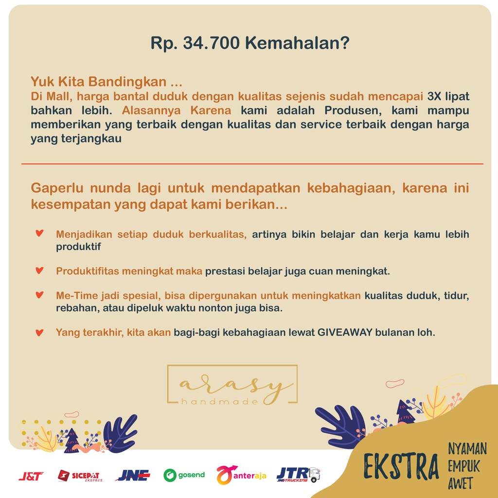 ARASY Bantal Duduk / Bantal Alas Duduk Kursi dan Lesehan
