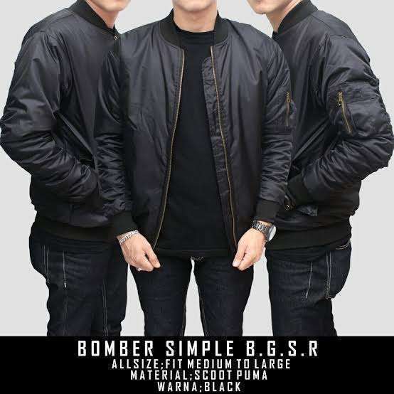 AZ Jaket Bomber Polos Pria Navy