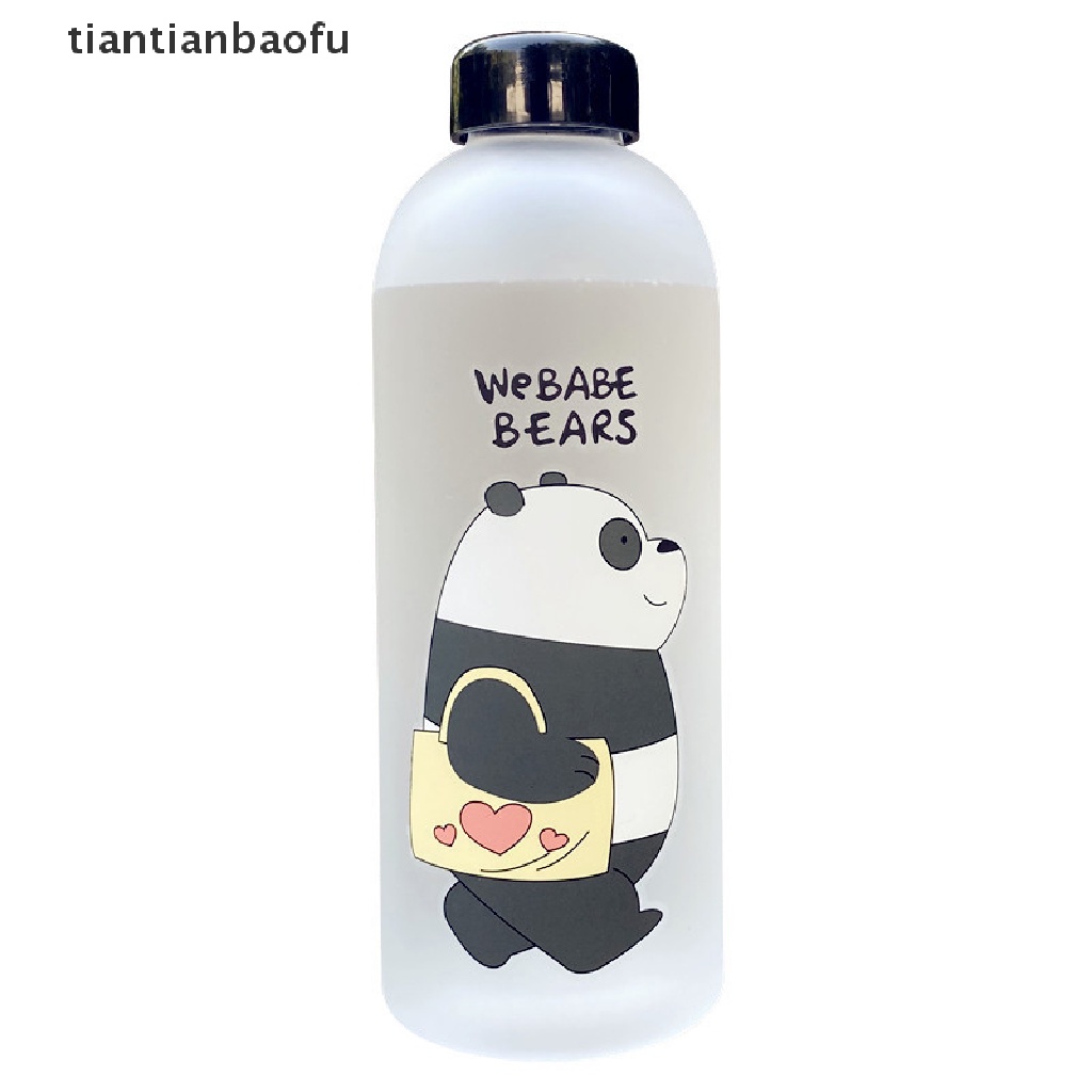 Botol Air Minum Bahan Plastik Buram Transparan Motif Kartun Panda Kapasitas 1000ml