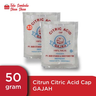 CITRUN / SITRUN CITRIC ACID CAP GAJAH 50GR | Shopee Indonesia