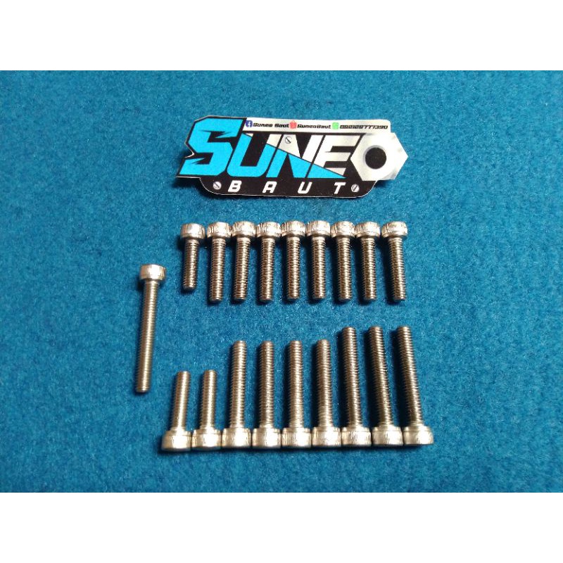 Baut Blok Mesin Satria 2tak Hiu/Lumba ( Baut L Stainless )