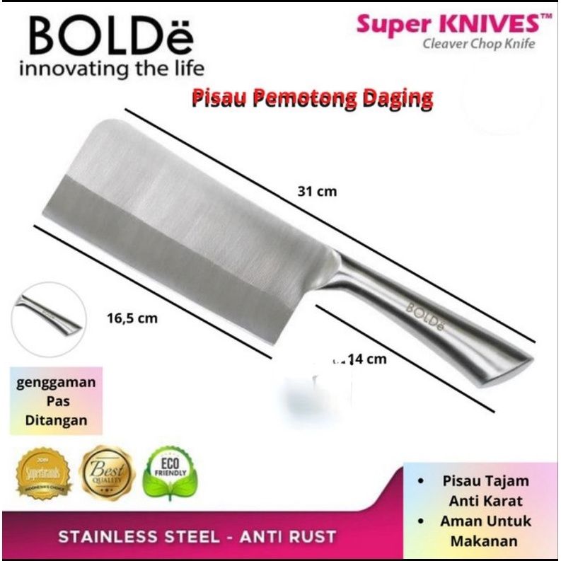 Pisau Stainless Golok Daging BOLDe - Cleaver Chop Knife - Pisau Jumbo