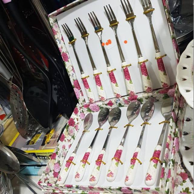 Sendok garpu set koper pink shabby