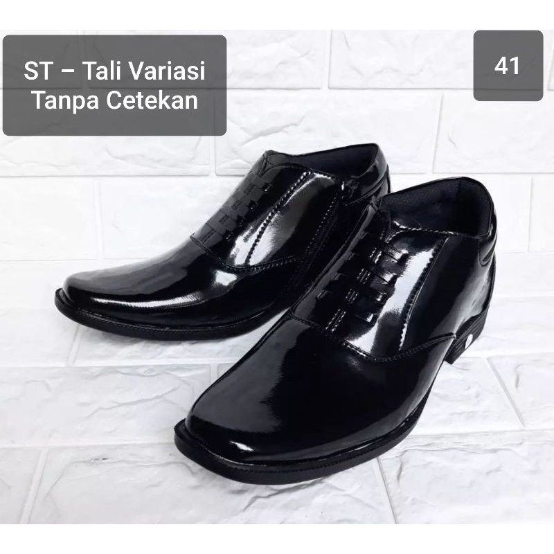 Sepatu PDH PDL Polisi Polri TNI SECURITY SATPOL PP Formal Kilap Pantofel-41  Medium / Stengah