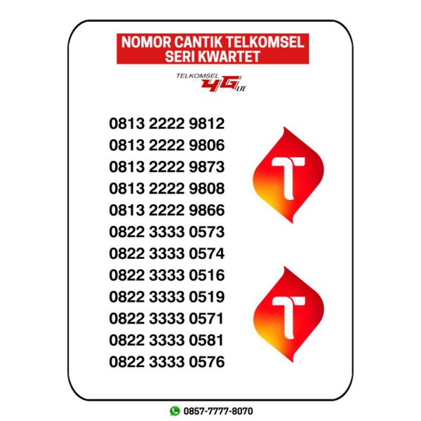 NOMOR CANTIK TELKOMSEL SERI KWARTET