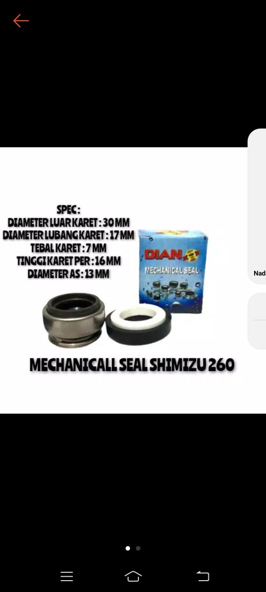 Shm - 260 Mechanical Seal Shimizu / Sil Mekanik / Spare Part Pompa Air