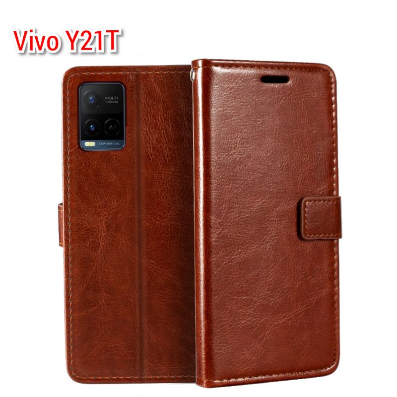 FLIP CASE DOMPET KULIT POLOS VIVO Y21T