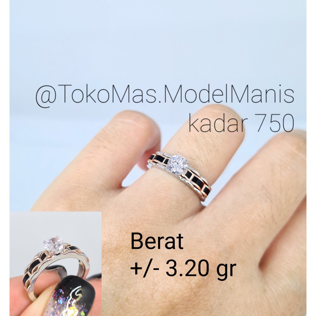Cincin Emas Italy Solitaire Emas Putih Kadar 750