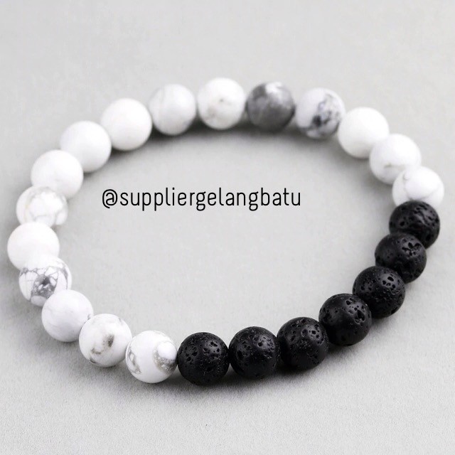 gelang batu lava stone white phyrus diffuser essential oil natural