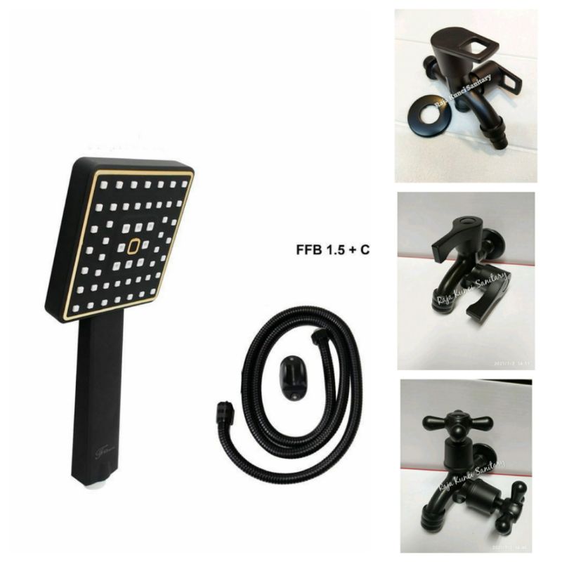 Hand Shower Set Hitam Black/Hand Shower + Kran Hitam/Black/ABS Series