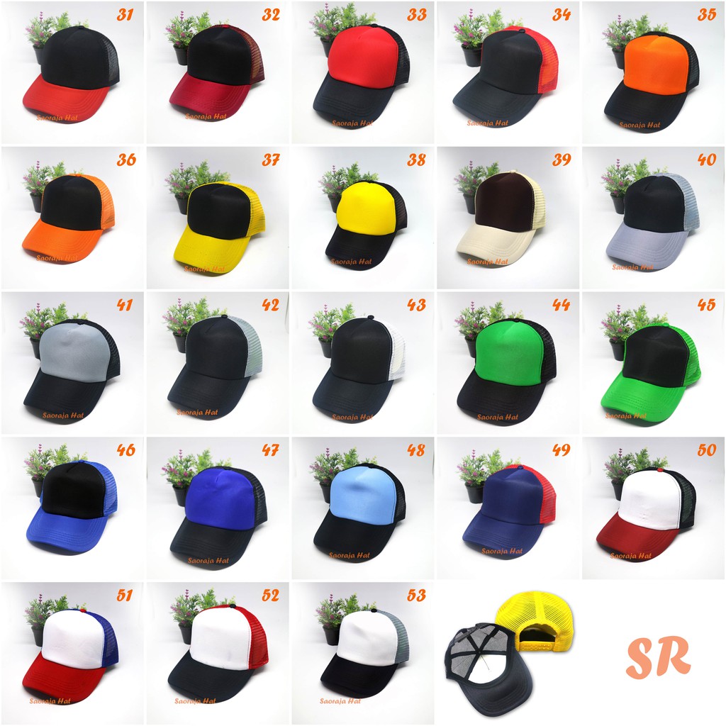 Topi Jaring / Trucker Polos dan Kombinasi Warna Murah