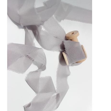 

Baru Chiffon ribbon in Light Grey / Silk ribbon