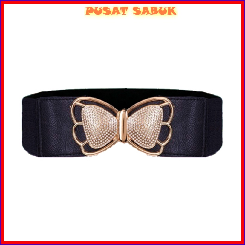 Belt Ikat Pinggang Gesper Wanita Lebar Sabuk Cewek Korea Obi Karet Elastis Gasper besar Hitam Fashion Cantik Murah Jumbo Women Praktis Aksesoris Emas Mewah Pingang Kupu Grosir Melar Blet Kekinian Big Size Ramping Karet Waist Waistband Besar GOld cm Hitam