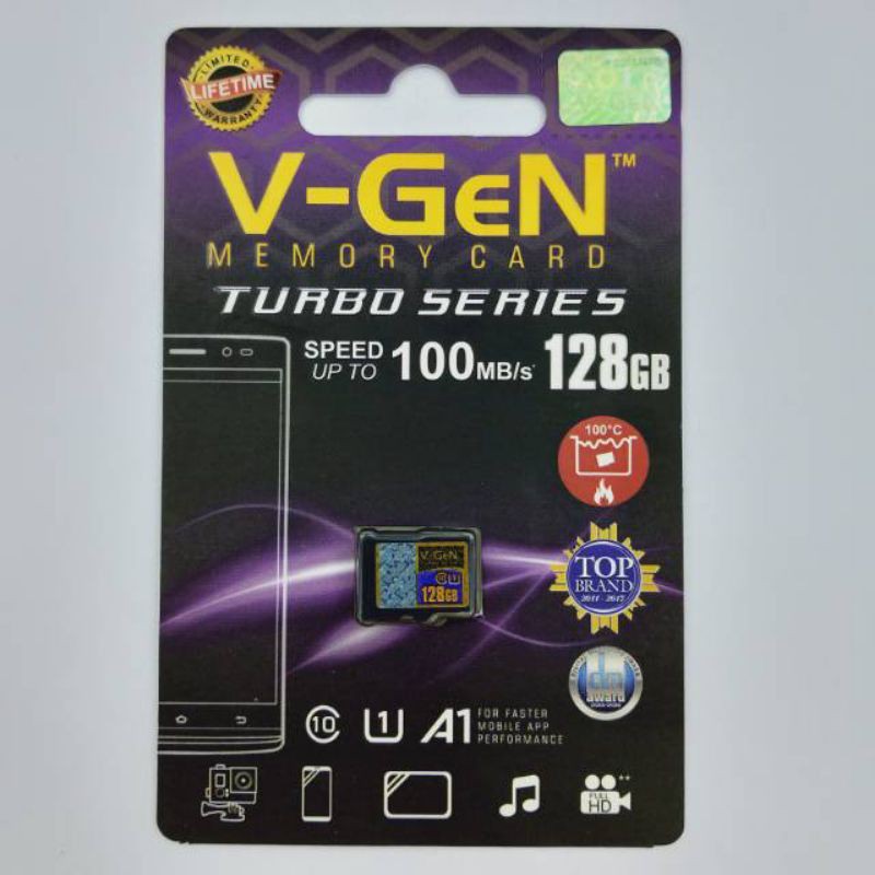 MEMORY CARD V-GEN  CLASS 10 TURBO SERIES SPEED 100mbps V-GEN. 128GB