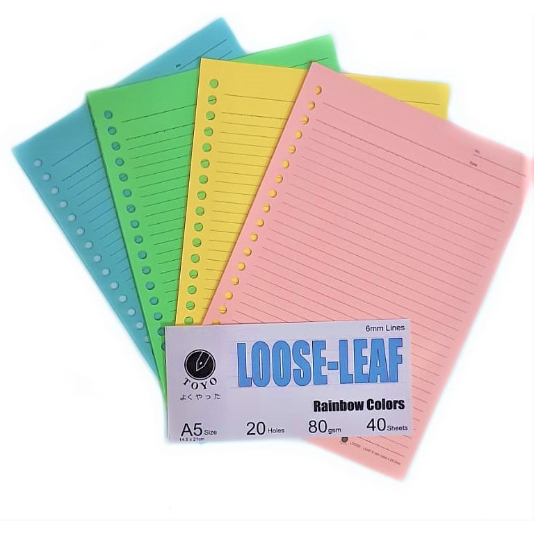 

KERTAS BINDER A5 GARIS WARNA 80 GR TEBAL LOOSE LEAF ISI REFILL BINDER 20 LUBANG