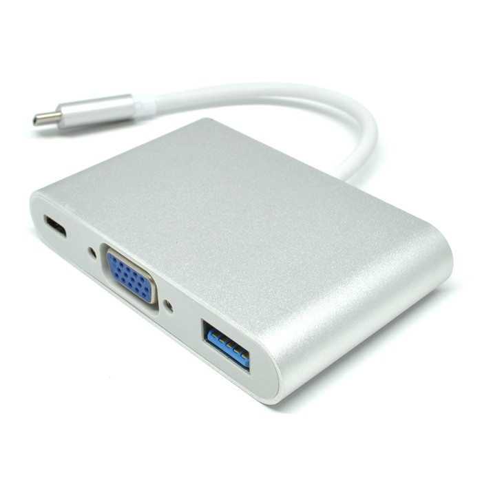 Kabel USB Type C Aluminium Male to USB 3.0 VGA SILVER