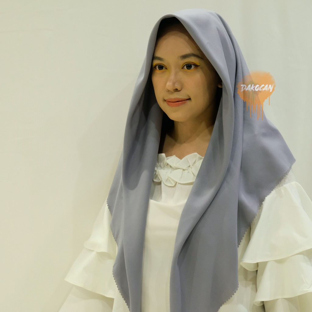 Hijab Jilbab Laser Cut Voal Miracle Kerudung Segiempat Umama Logo Rajut - Grey Series