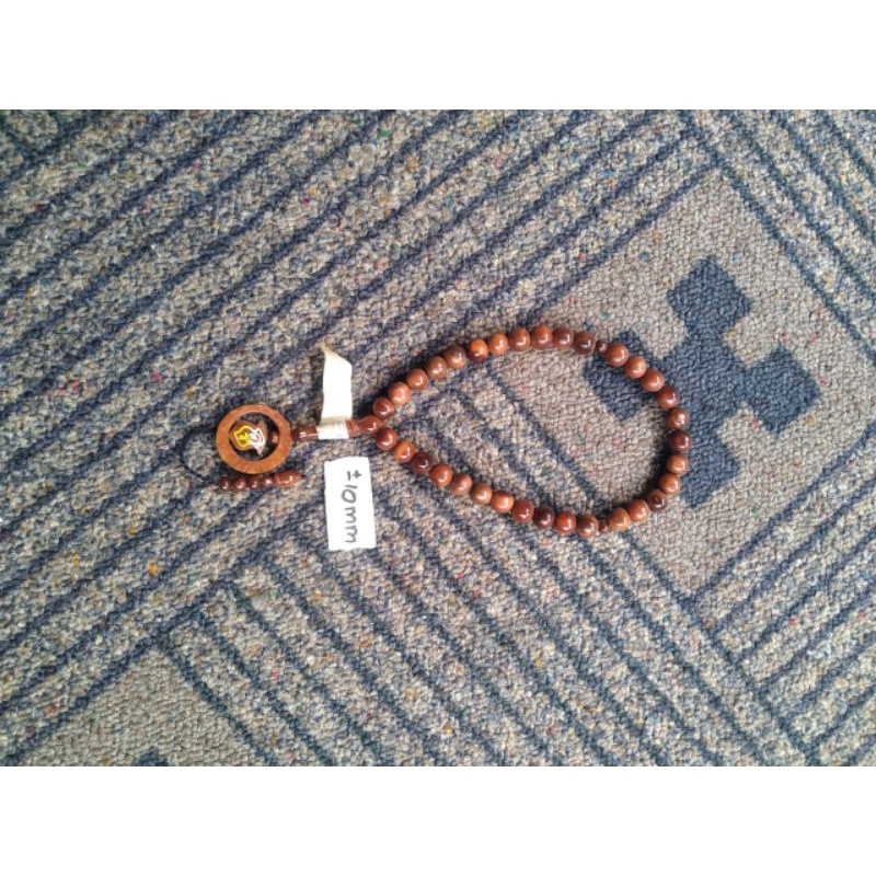 tasbih kokka bulat coklat bulan terompah ± 10 mm ( 10mm ) 33 butir ( kauka kaukah pukah pukaha kuka koka )