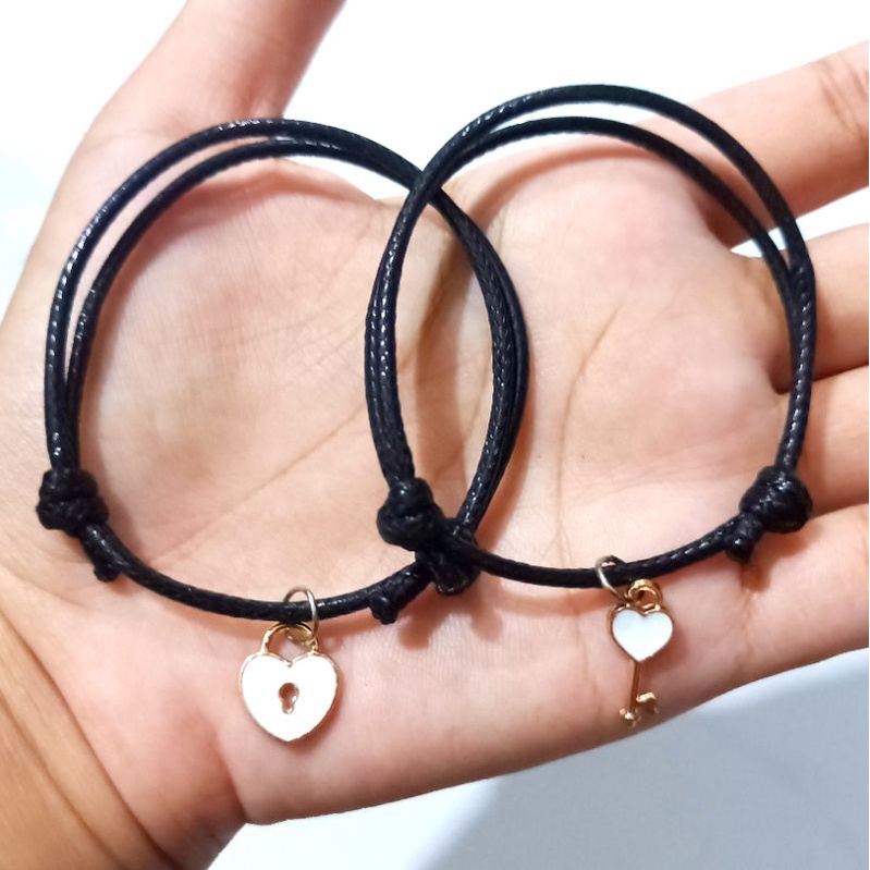 GELANG TALI GEMBOK KUNCI CINTA - BRACELET COUPLE &amp; PERSAHABATAN (BEPINK OFFICIAL)