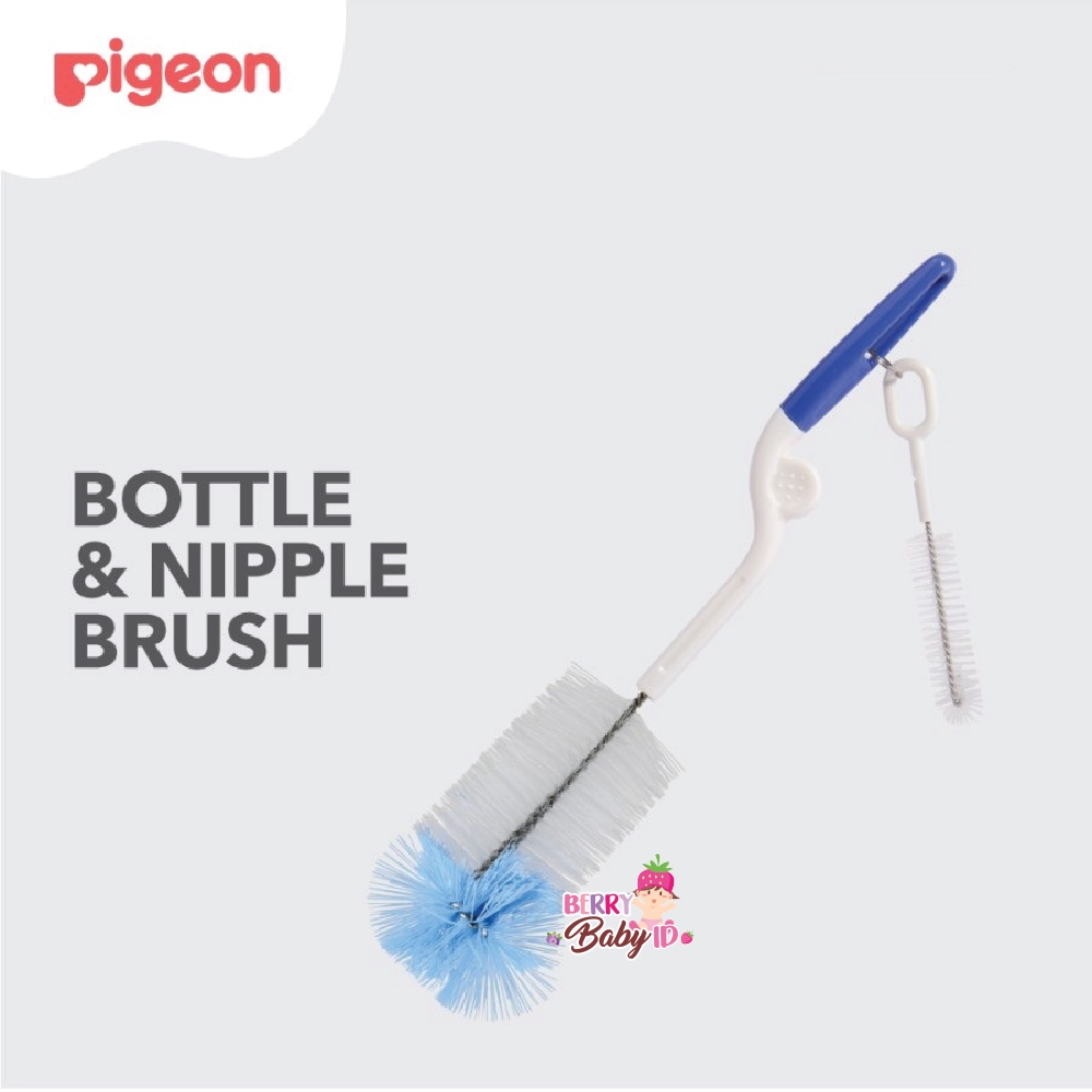 Pigeon 2-in-1 Bottle &amp; Nipple Brush Sikat Pembersih Botol dan Dot Bayi Berry Mart