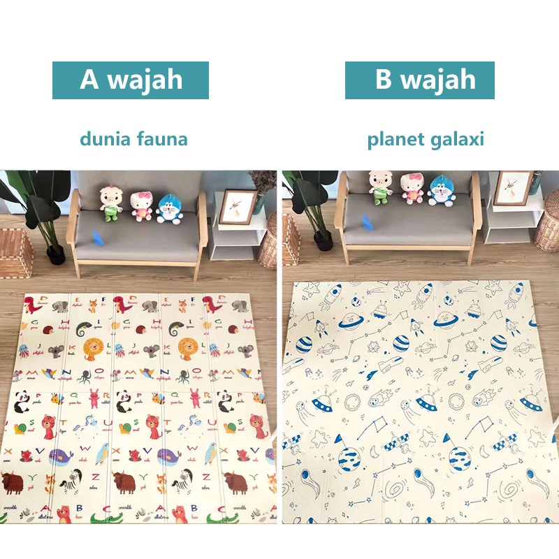 200×180cm MATRAS TEBAL BAYI / ANAK BELAJAR MERANGKAK &amp; BERMAIN / MATRAS BAYI / MATRAS BUSA RAMAH LINGKUNGAN TIDAK BERBAU BISA DILIPAT KEPERLUAN ANAK BAYI DI RUMAH