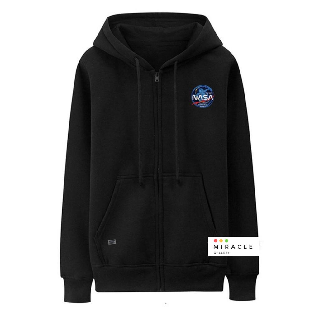 Sweater Couple / Jaket Pasangan Zipper NASA LOGO Bahan Fleece Premium