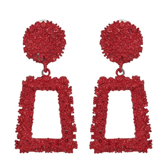 OSM - F534 Anting Ala Korea / Anting Panjang / Anting Paduan Trapesium Anting / Aksesoris Fashion-Merah 