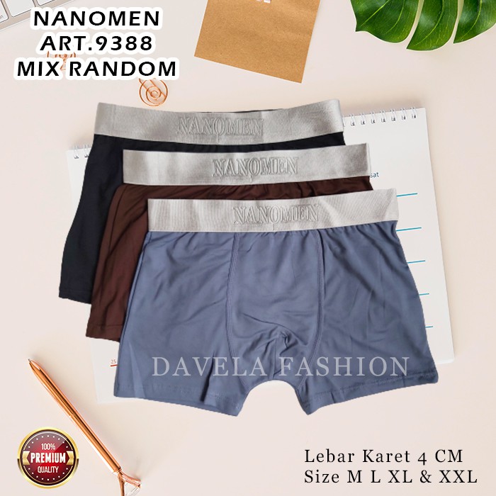 NANOMEN Art 9388 &amp; 6688 | Boxer Pria / Celana Dalam Pria / Mens Underwear 3 PCS