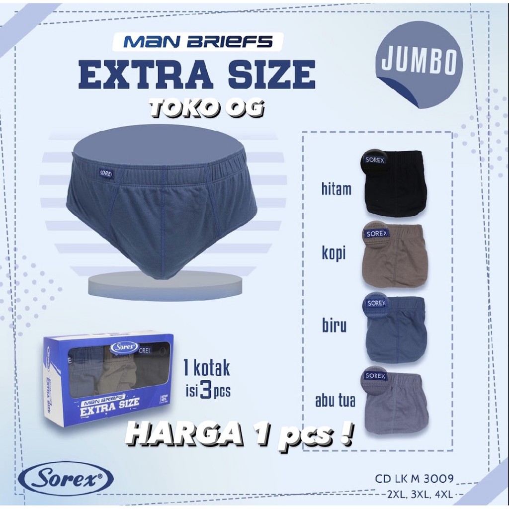 CD CELANA DALAM SEGITIGA PRIA JUMBO SIZE EXTRA SIZE 3001 3009 MEN BRIEF LOKAL LAKI COWOK S - XXXL