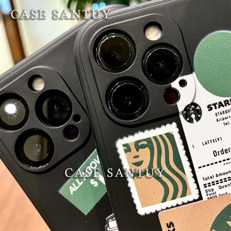 Soft Case Vivo V9 V9 Youth V15 V15 Pro V17 Pro V19 V20 V20 SE V21 4G 5G V23 5G V23E  V25 5G V25E 4G V25 PRO 5G V27 V27E Starbuck Black Square Edge Phone Case Cover