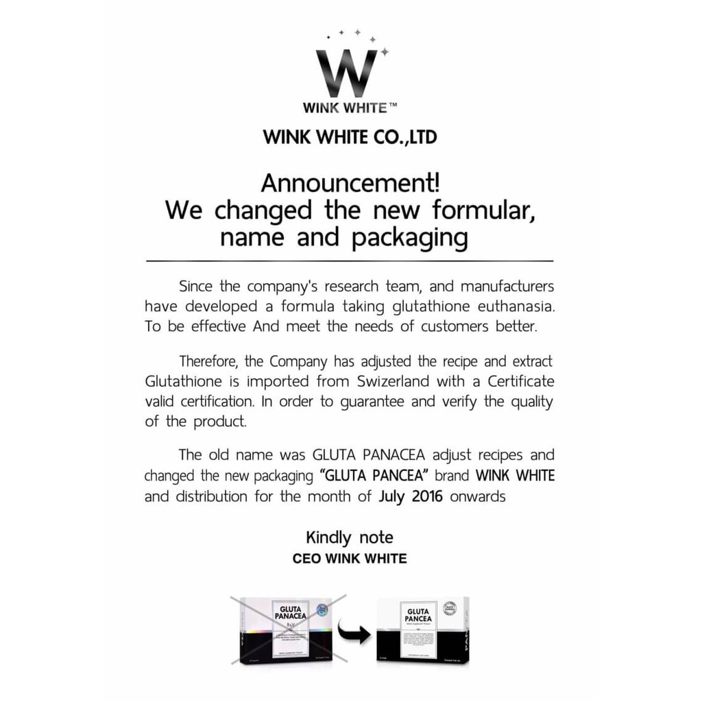 Gluta Pancea By Wink White Thailand Dijamin Original / Gluta Panacea New Pack