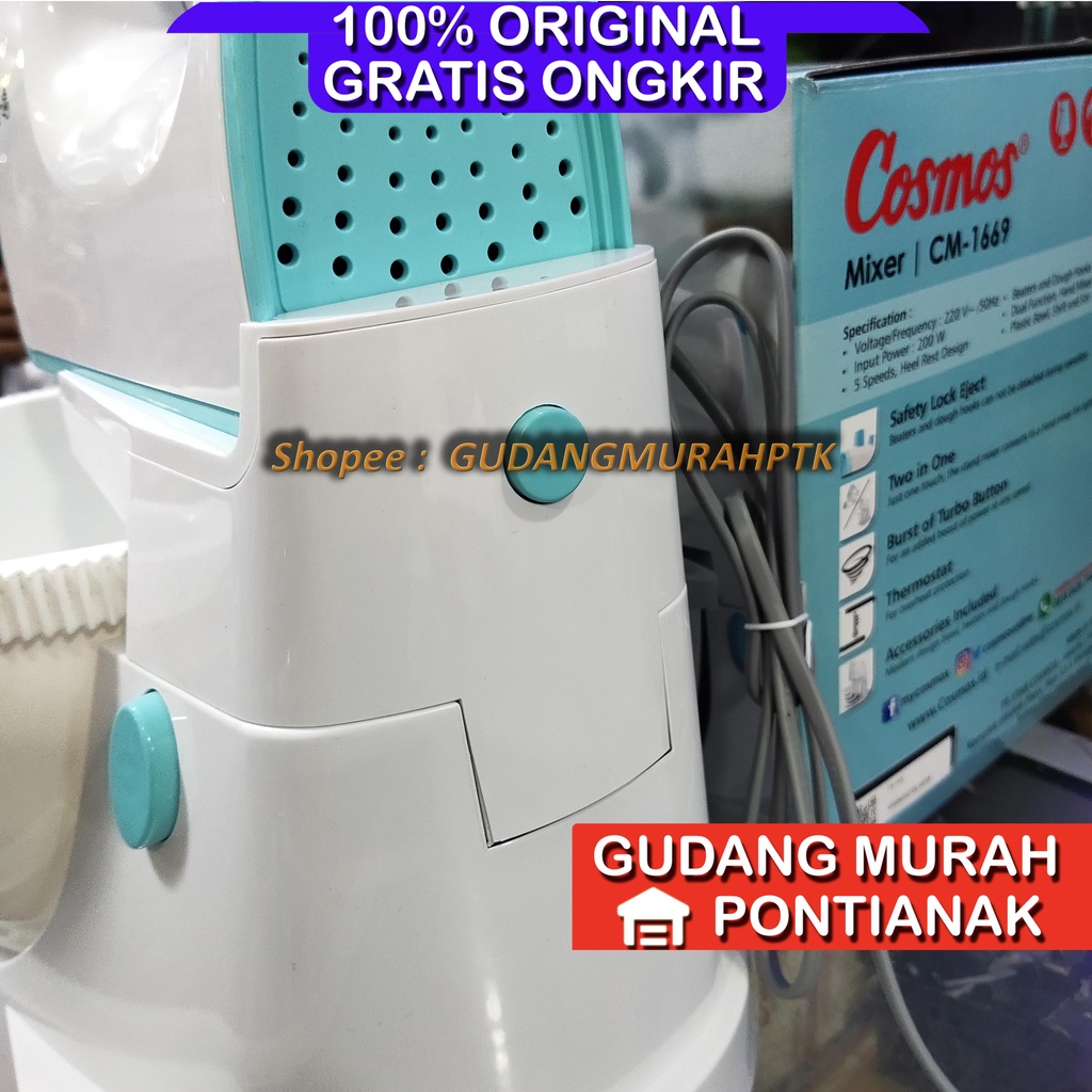 Mixer Cosmos Mangkok STAND MIXER COSMOS CM-1669 1669 COSMIC WITH CONTAINER 3 LITER GARANSI Pengaduk pengocok pencampur adonan