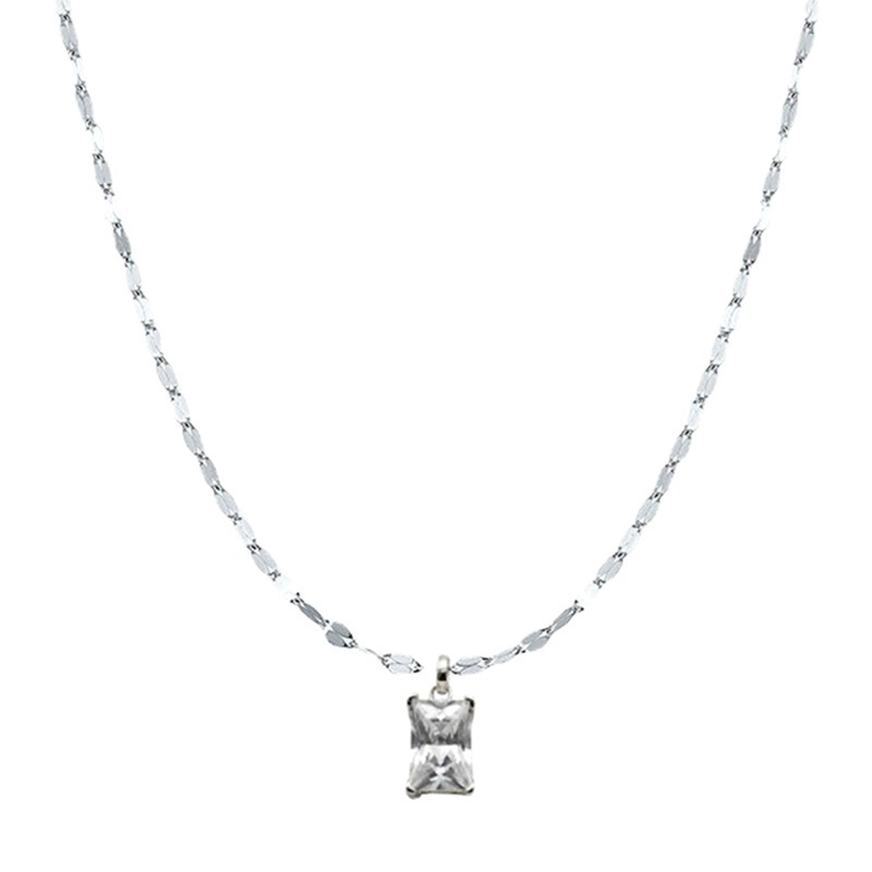 Fancyqube Kalung Rantai 925 Silver Lapis Emas Putih 18k Hias Liontin Berlian