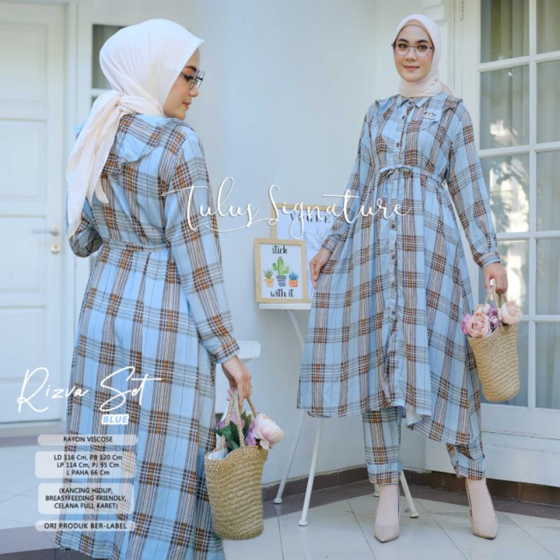 Rizva set wanita bahan katun rayon by tulus signature